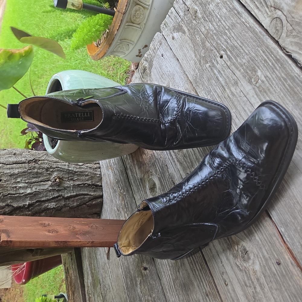 Fratelli Select Black Crinkled Leather Contemporary Chukka Boot Size 13